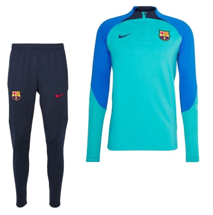 Verzamelen Merchandising kort Nike FC Barcelona Strike Trainingspak 2022-2023 Turquoise Blauw Donkerblauw  - Paul Pessel Sport | Soccer Center Utrecht | De voetbalspecialist